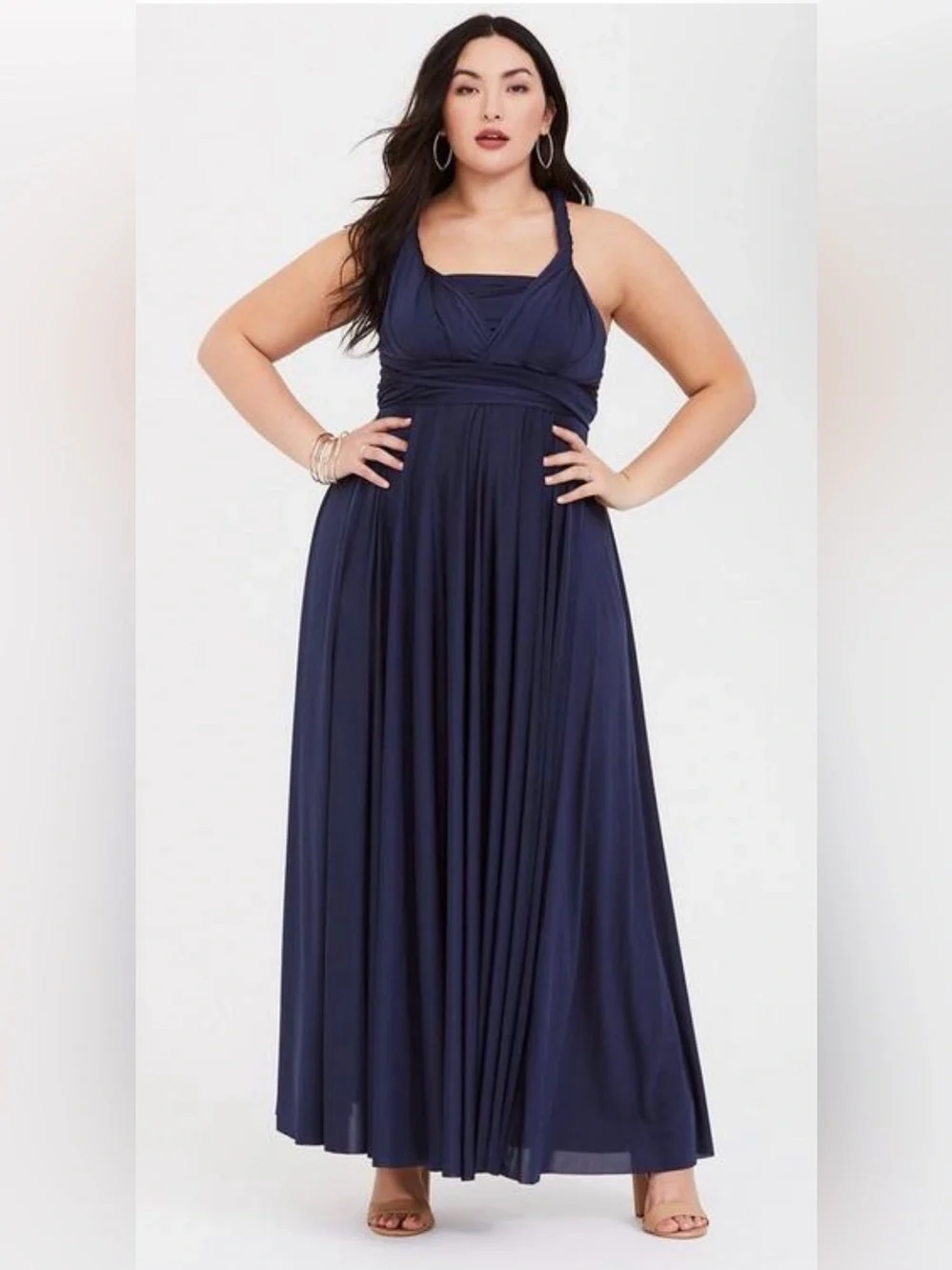 Special Occassion Navy Studio Knit Convertible Maxi Dress.
